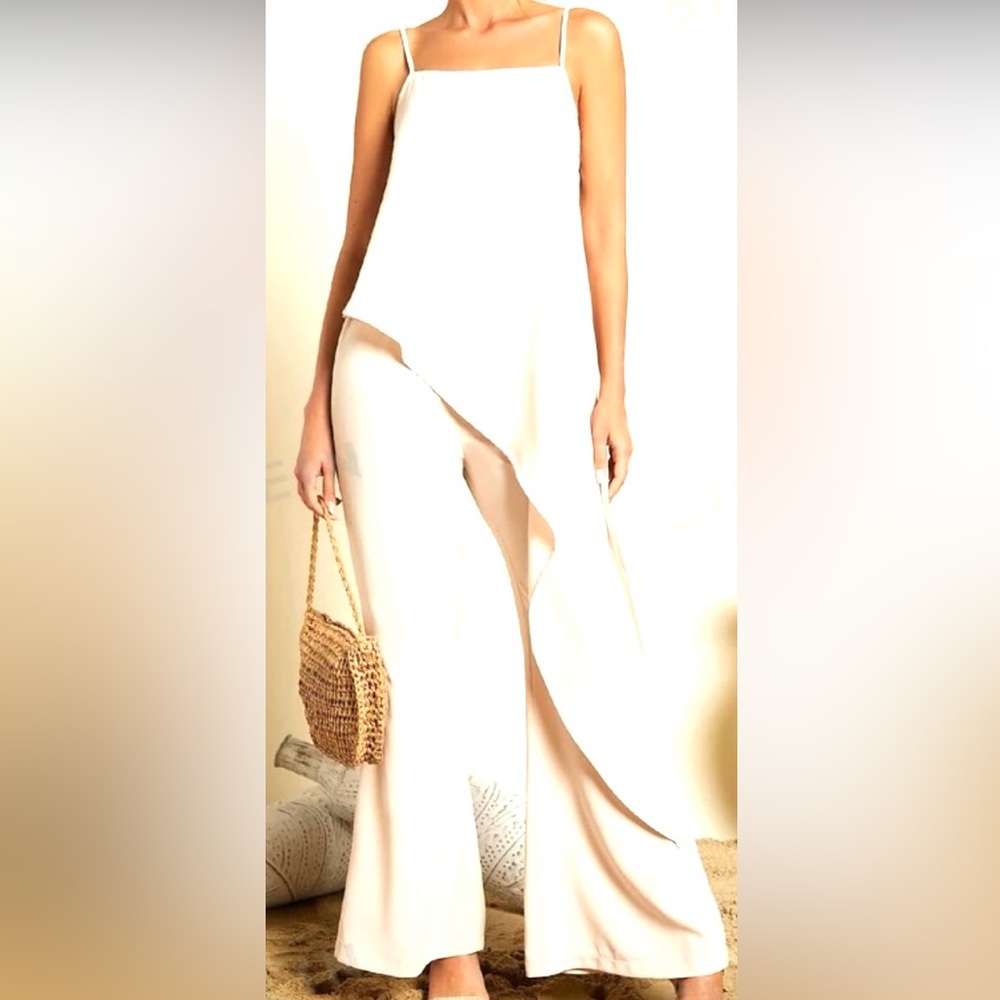 Cream wide-leg set